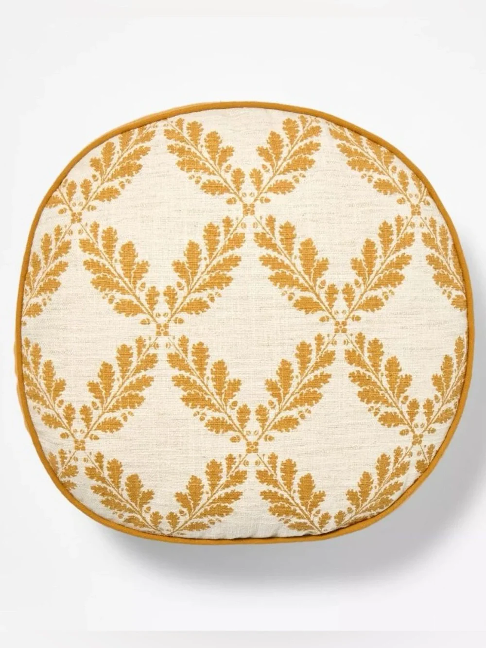 NEW Threshold Studio McGee Round Yellow/Natural Leaf Print Accent Pillow